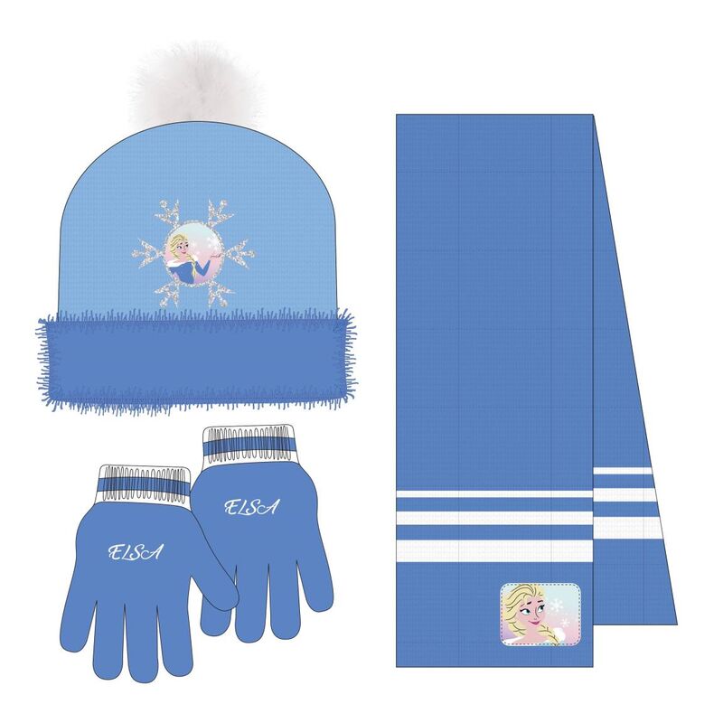 Conjunto gorro guantes braga cuello Frozen Disney_0