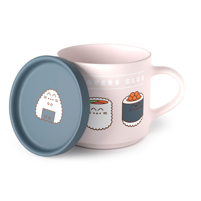 Juego de taza y posavasos el gato amante del sushi Pusheen_0