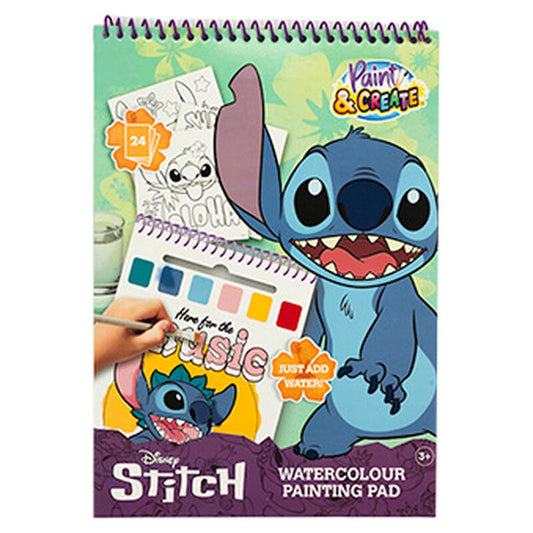 Libro dibujo + acuarelas y pincel Stitch Disney_0