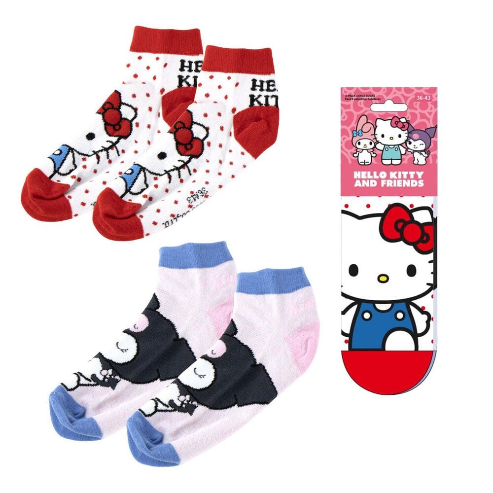 Set 2 pares calcetines Kuromi Hello Kitty adulto_0