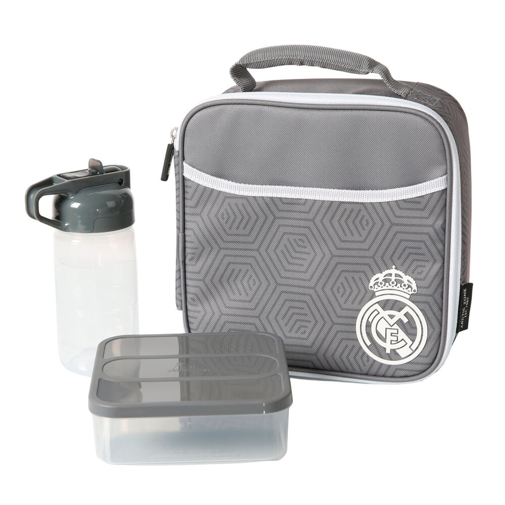 Bolsa porta alimentos termica + tupper + botella Real Madrid_0
