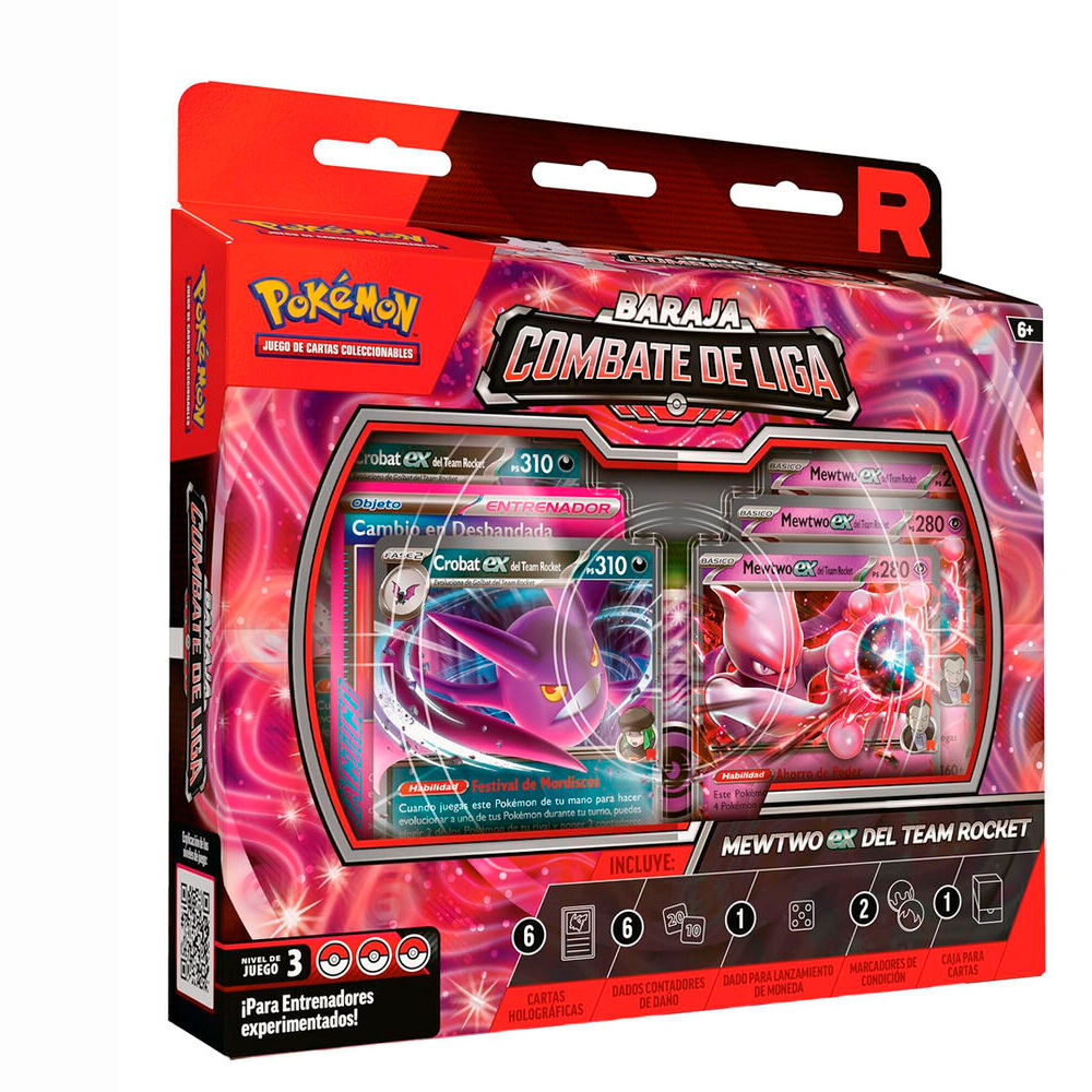 Blister cartas League Battle Deck Team Rockets Mewtwo Ex Pokemon Latino_0