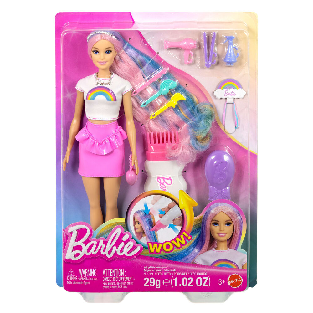 MuÃ±eca Cabello Destellos Arcoiris Barbie_0