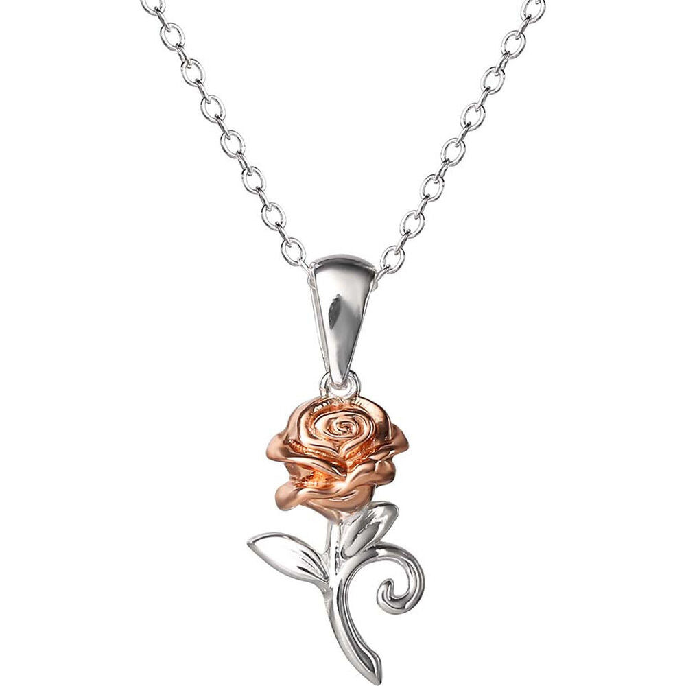 Colgante Rosa La Bella y la Bestia Disney plata_0