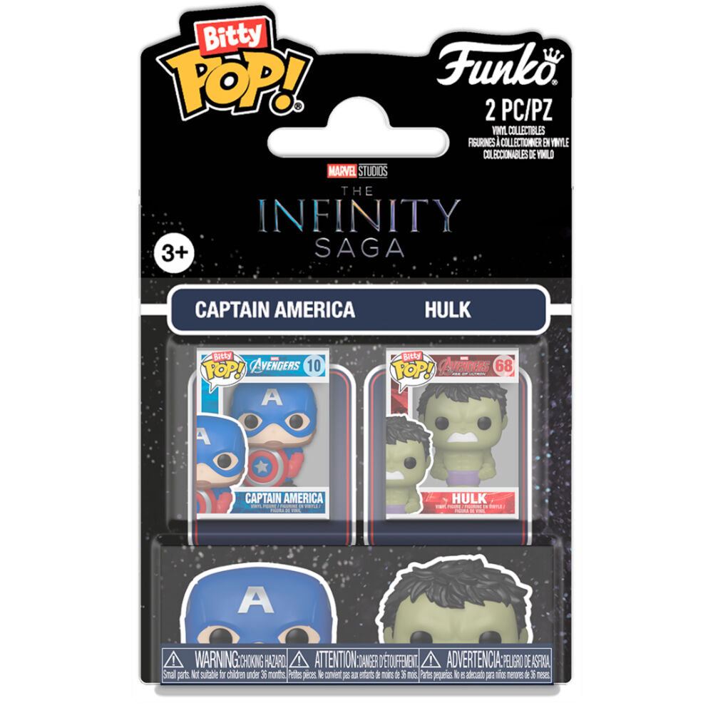 Blister 2 figuras Bitty POP Marvel Infinity Saga Capitan America & Hulk_0