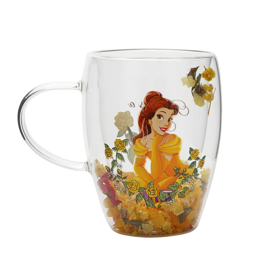 Taza cristal flores secas Bella Princesas Disney_0