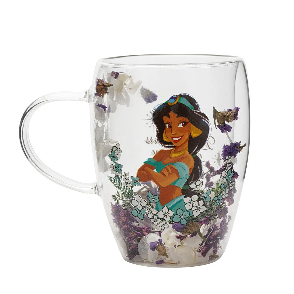 Taza cristal flores secas Jasmine Princesas Disney_0
