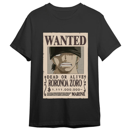 Camiseta Roronoa Zoro Wanted One Piece adulto_0
