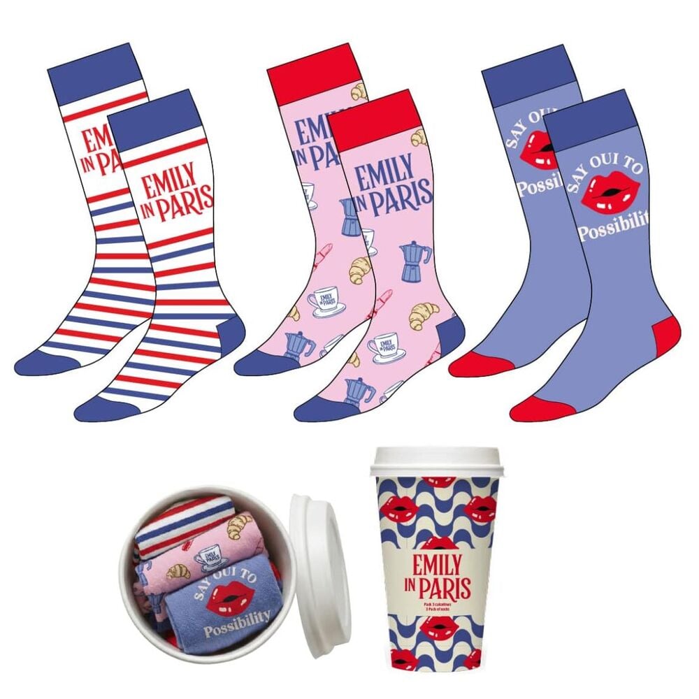 Set 3 pares calcetines Emily en Paris adulto surtido_0