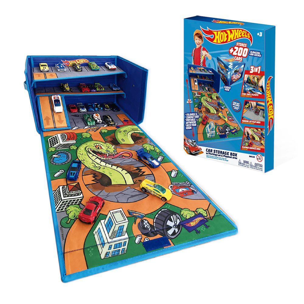 Caja organizadora de coches con pista y area de juego Hot Wheels_0