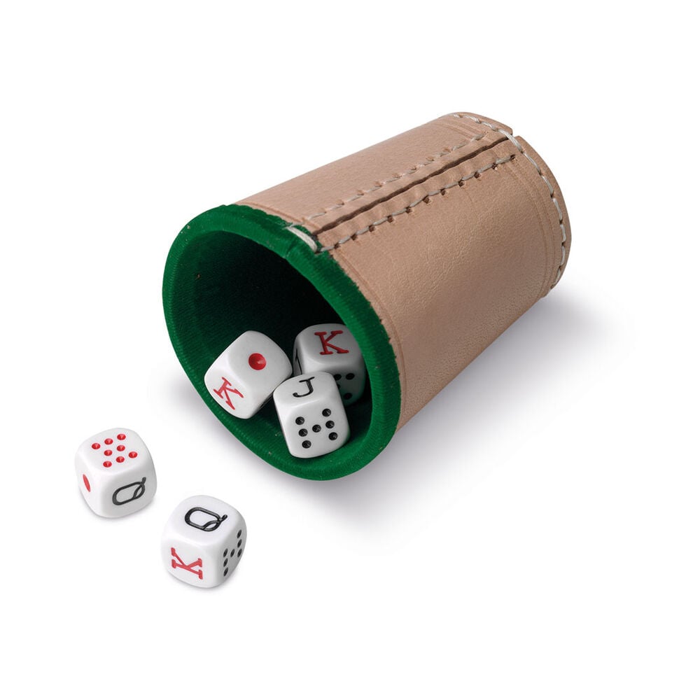 Cubilete Cuero y 5 Dados Poker_0