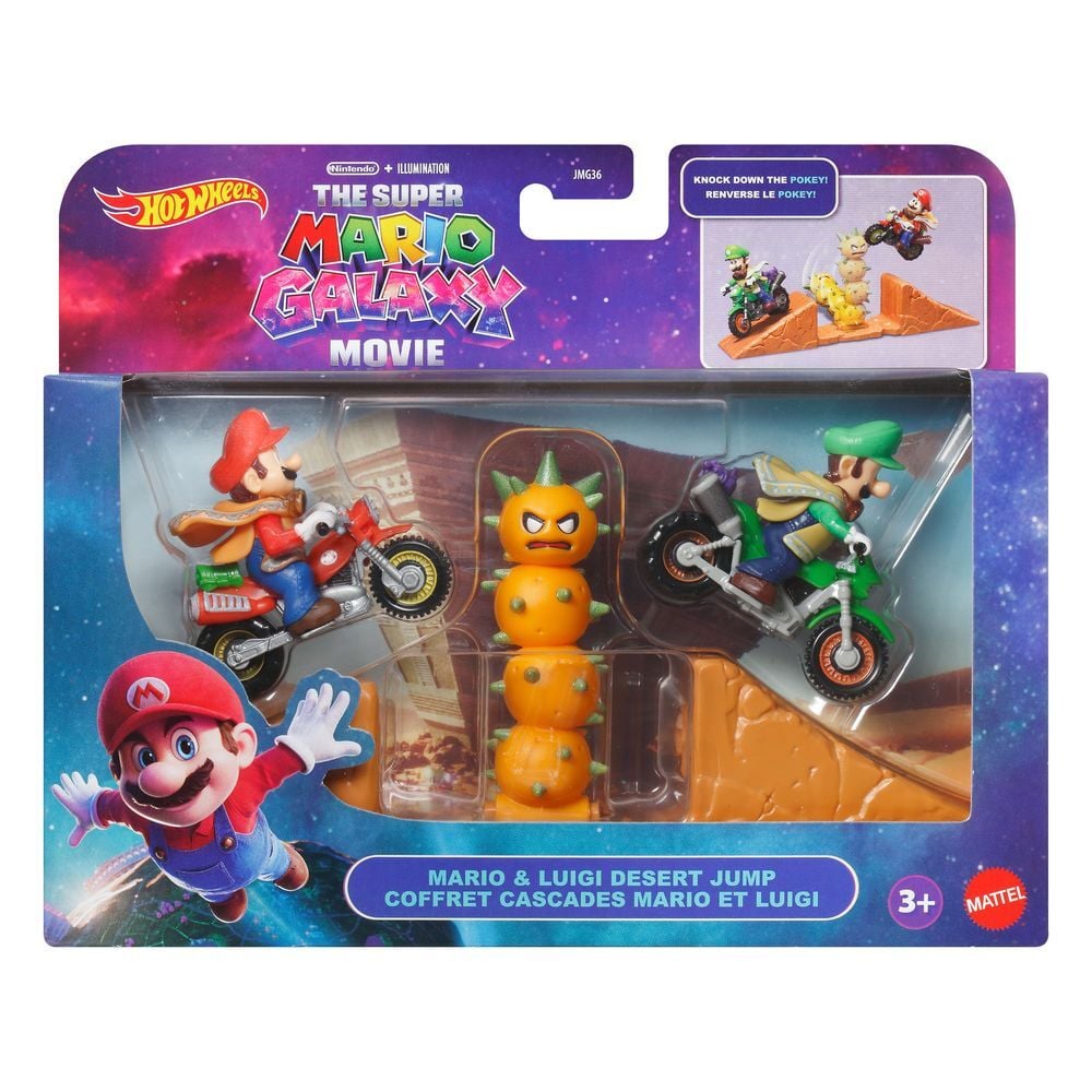 Blister figuras Mario & Luigi Salto en el Desierto Super Mario Galaxy Hot Wheels_0