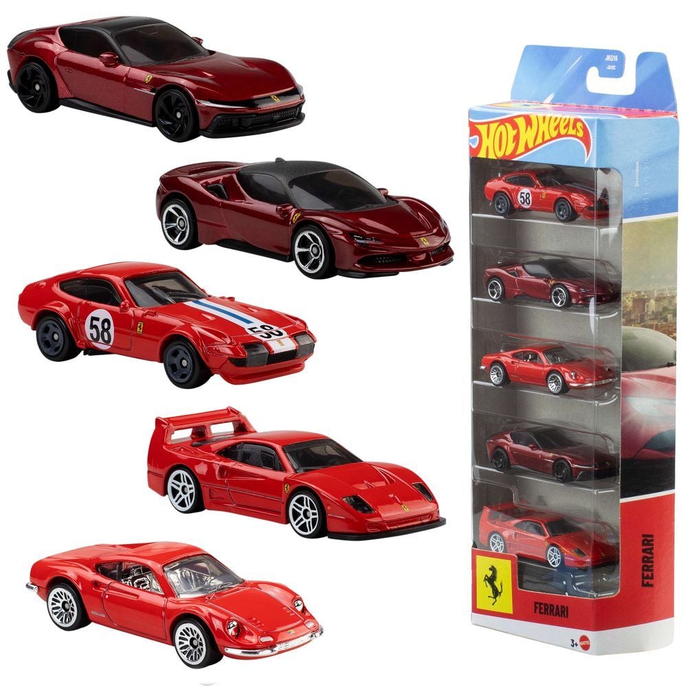 Blister 5 vehiculos Ferrari Hot Wheels_0
