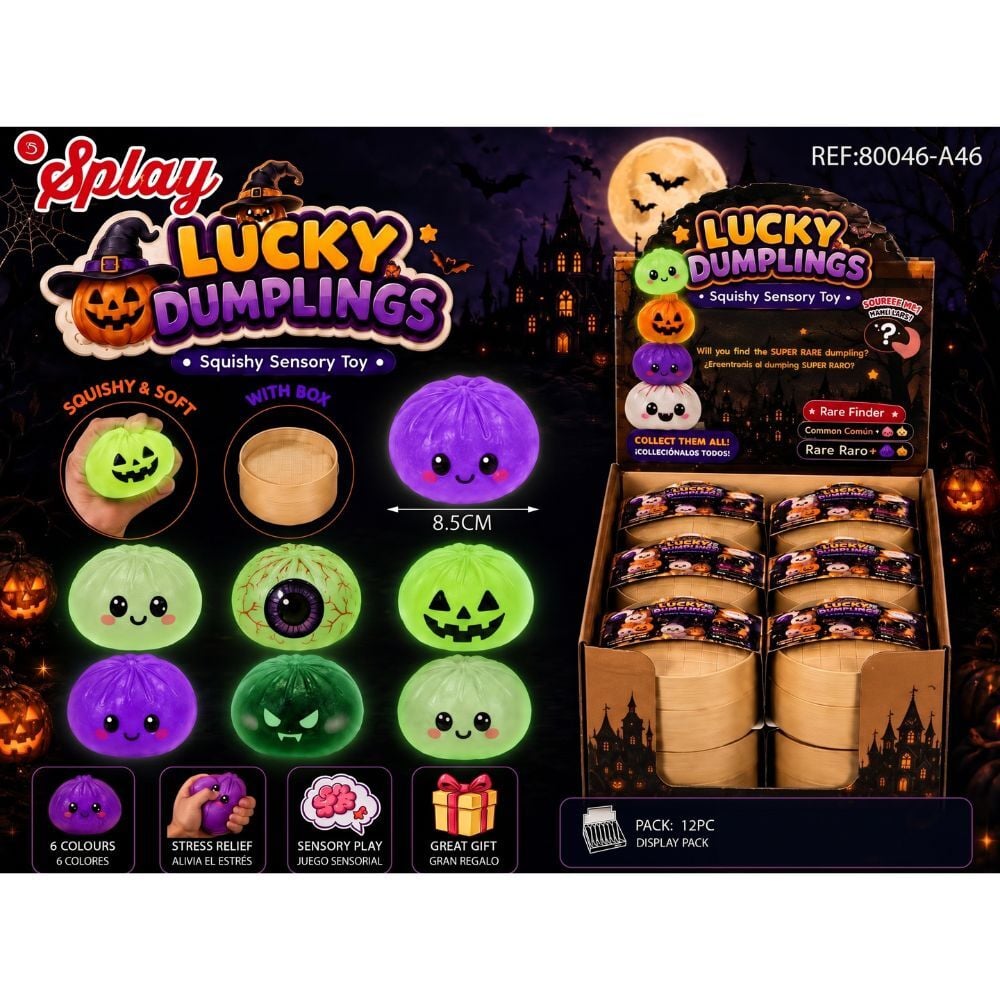 Juguete antiestres fosforecente Squishy Lucky Dumpling Halloween 8,5cm surtido_0