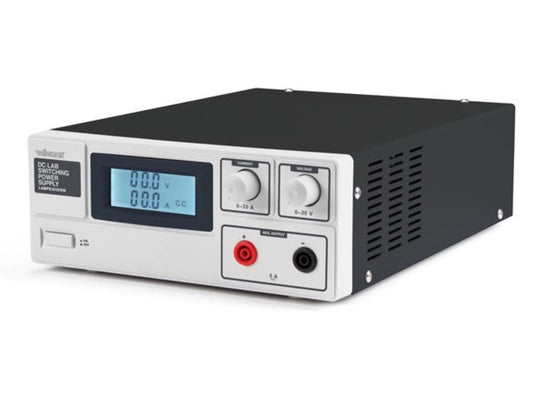 FONTE DE ALIMENTAÇÃO PARA LABORATÓRIO DC  0-30 VDC / 0-30 A MÁX COM VISOR LCD BRANCO - MODELO COMUTÁVEL_0