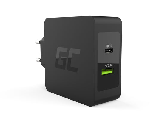 Green Cell Charger USB-C 45W PD with cable USB-C and extra USB port for Asus ZenBook, HP Spectre, HP Envy x2 and others_0