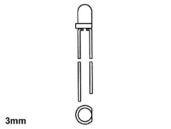 LED 3mm VERMELHO DIFUSO - 8mcd_0