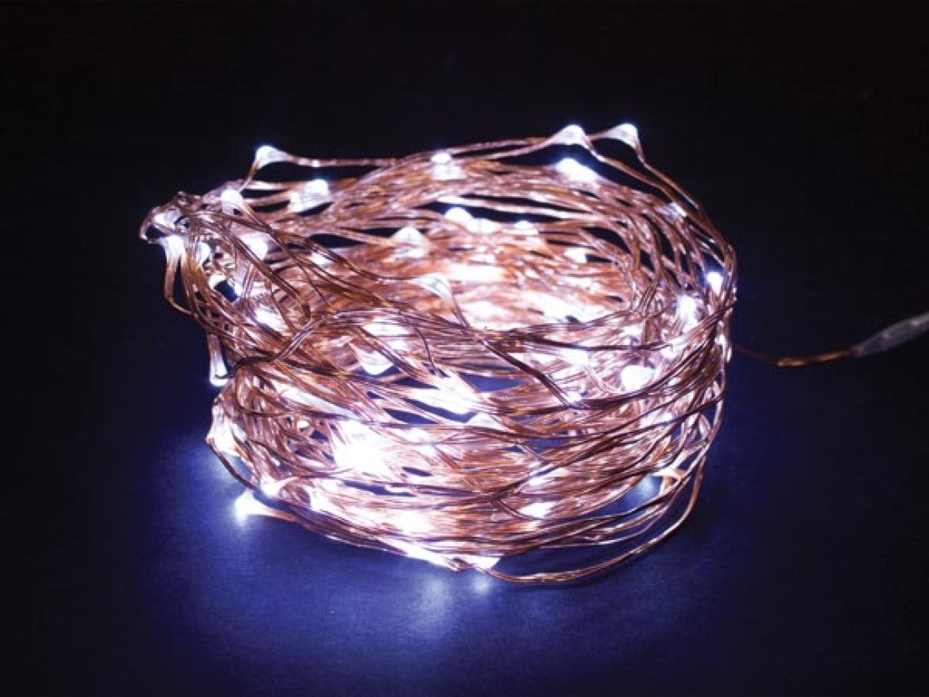 Microlight LED - 12 m - 120 lâmpadas brancas - fio de cobre - 7,5V_0