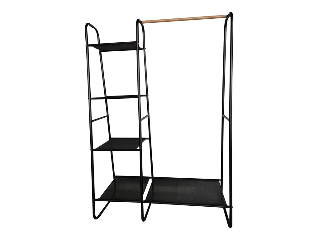 Cabideiro com prateleiras - Metal - Preto - 100 x 40 x 150 cm_0