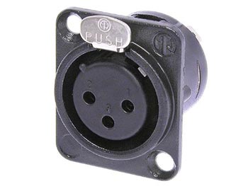 NEUTRIK - CONECTOR DE MONTAGEM XLR, FÊMEA DE 3 PINOS, Banhado A OURO, PRETO, TAMANHO D_0