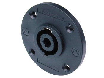 NEUTRIK - PLUGUE DE MONTAGEM SPEAKON, MACHO DE 4 PINOS, PRETO, TAMANHO D, FLANGE REDONDO_0