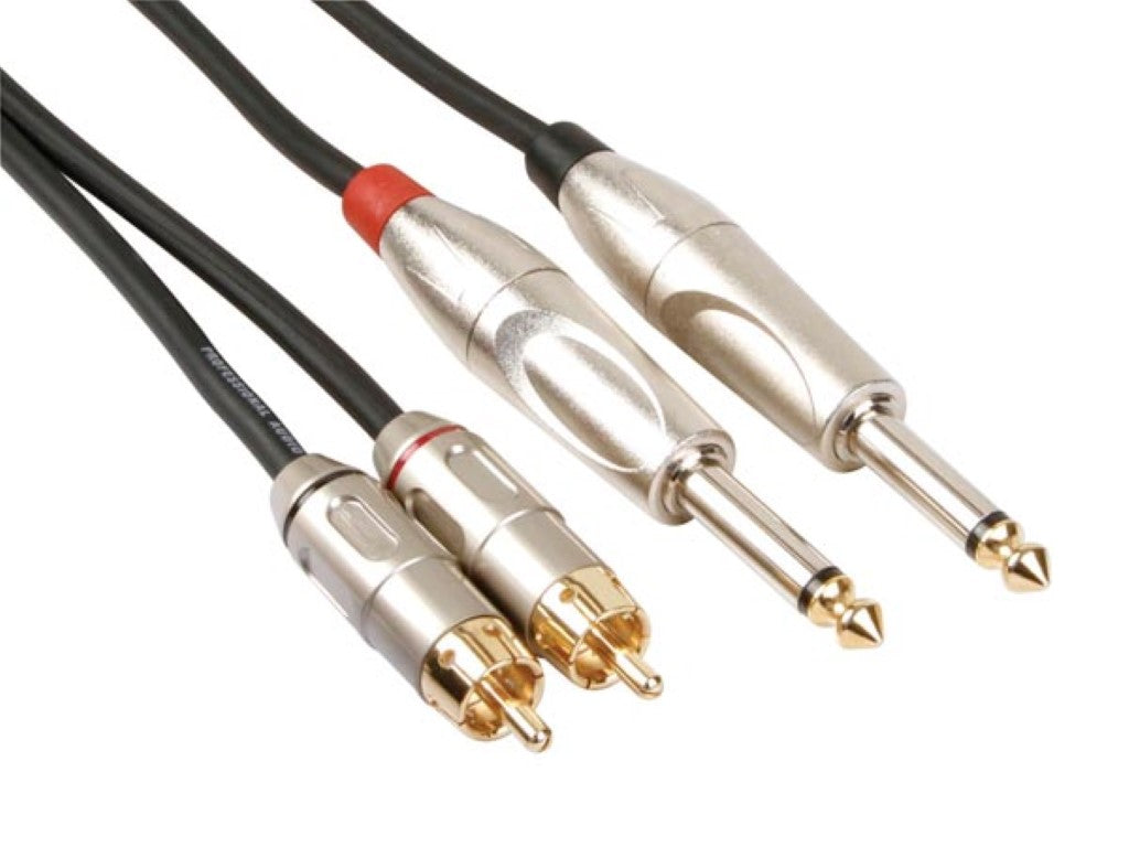 CABO RCA-JACK - 2 x RCA MACHO / FICHA 6.35 mm - MONO - 5 m_0