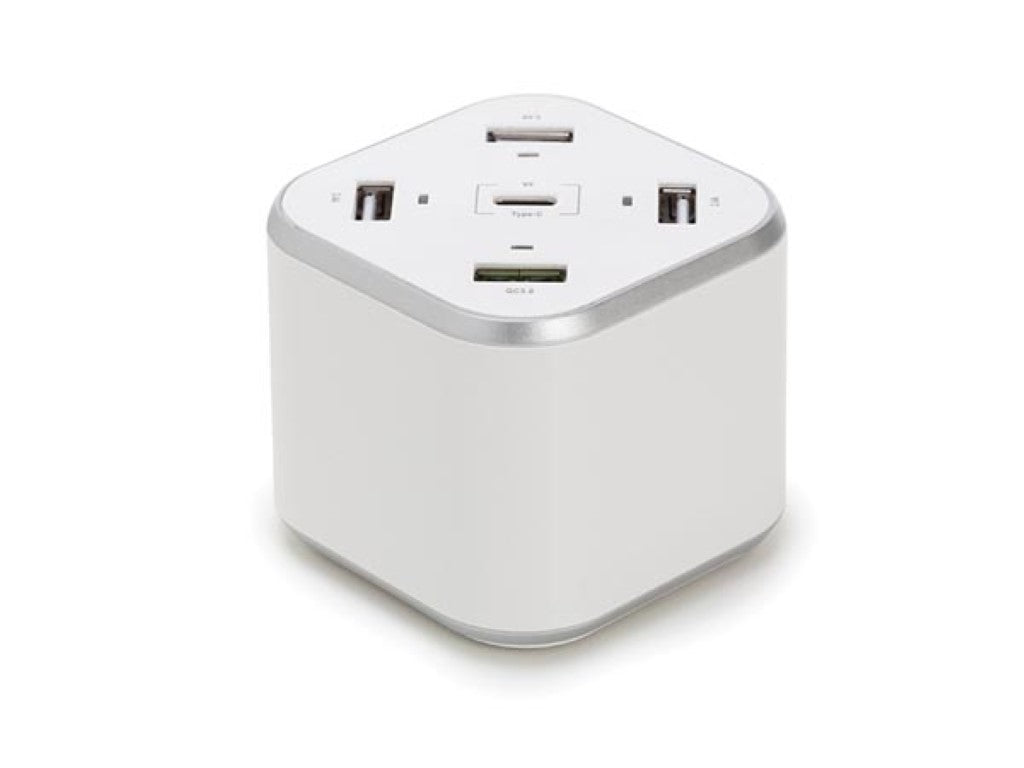 Estação SMART USB com 3 x USB + 1 x Carga rápida USB QC 3.0 + 1 x Saídas Type-C - máx. 9,6 A - máx. 48 W - branco_0