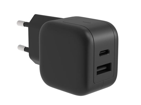 Carregador USB rápido com tecnologia GaN Fast - 2 saídas - USB-A e USB-C - 30W_0
