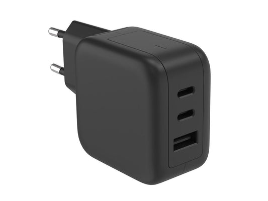 Carregador rápido USB com tecnologia GaN Fast - 3 saídas - USB-A e 2 x USB-C - 67W_0
