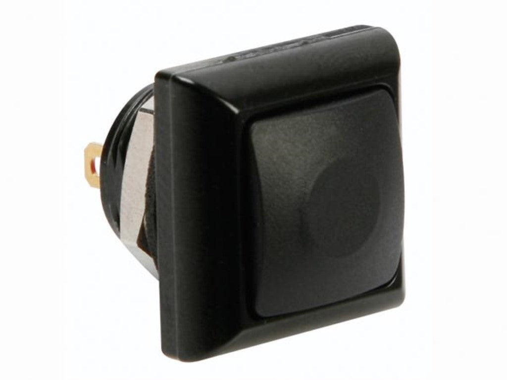 BOTÃO MINI QUADRADO DE METAL COM BOTÃO PRETO 1P SPST OFF-(ON)_0