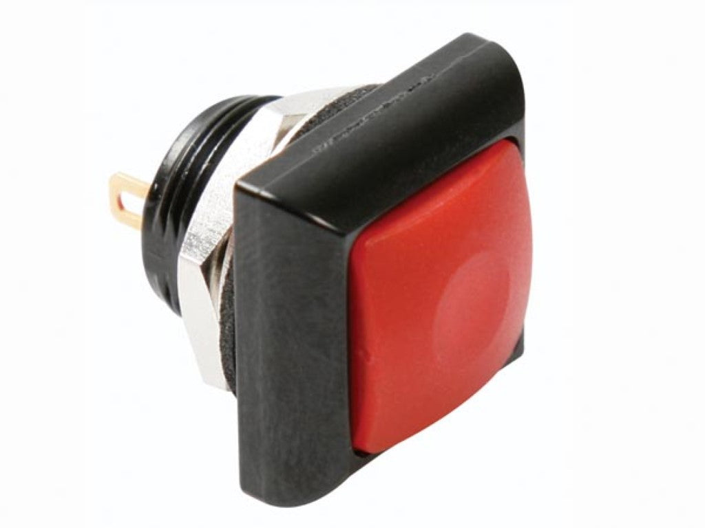BOTÃO MINI QUADRADO DE METAL COM BOTÃO VERMELHO 1P SPST OFF-(ON)_0