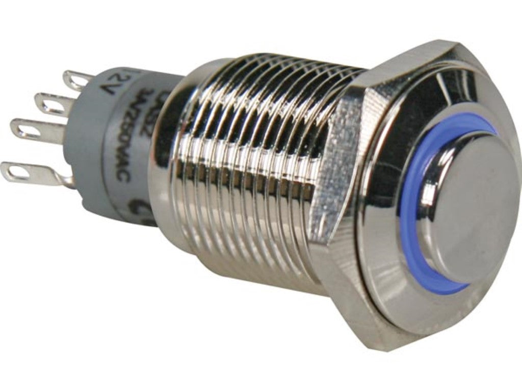 INTERRUPTOR DE METAL ALTO REDONDO SPDT 1NO 1NC - ANEL AZUL_0