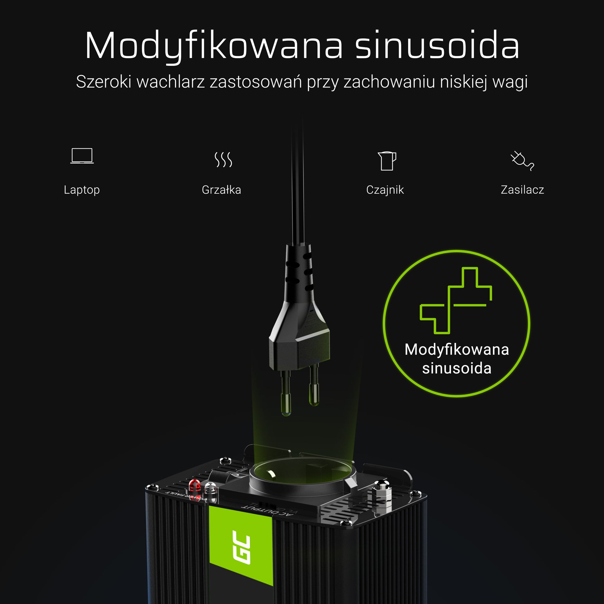 Car inverter voltage converter Green Cell INV08 12V to 230V 1000W/2000W, modified sine wave_3