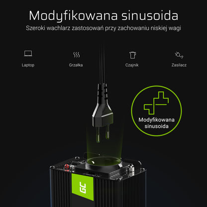 Car inverter voltage converter Green Cell INV08 12V to 230V 1000W/2000W, modified sine wave_3