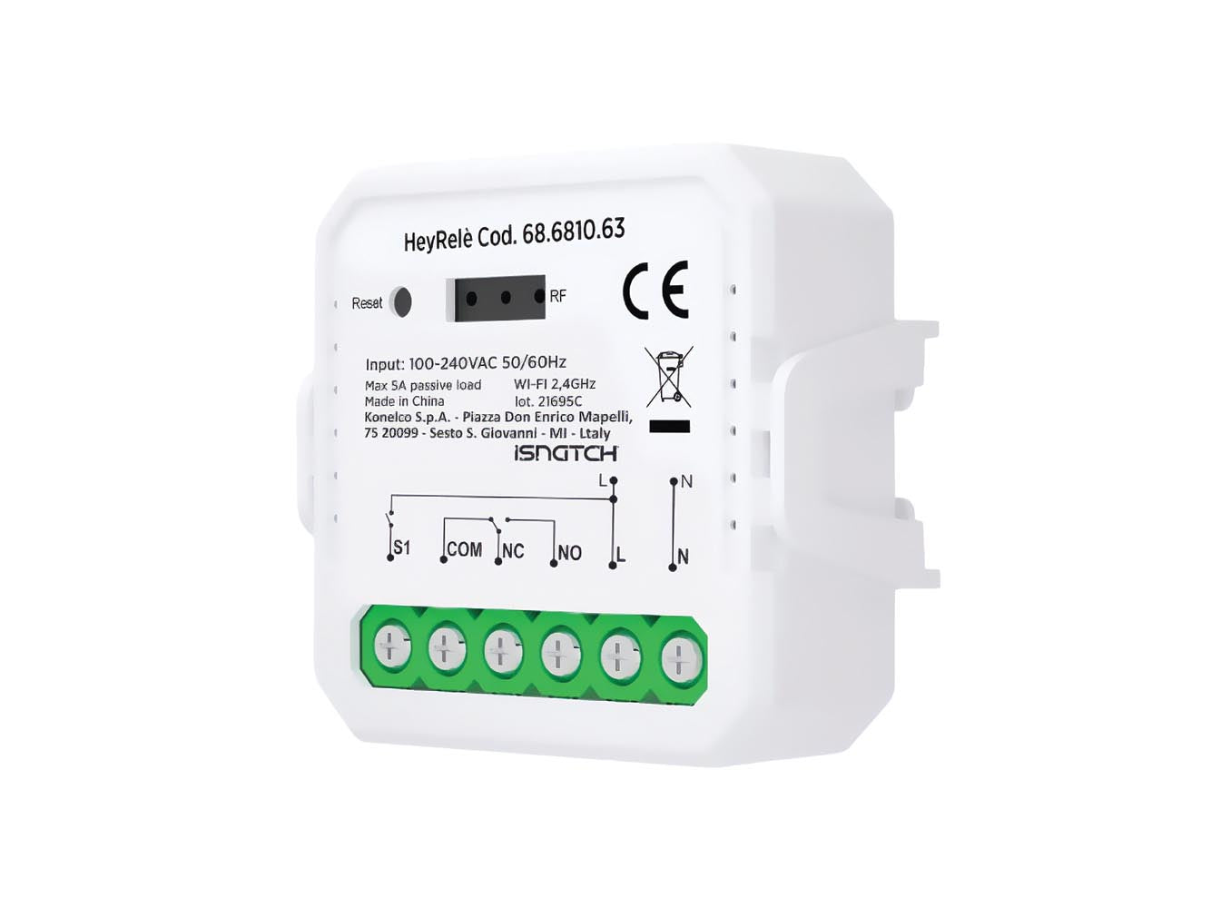Módulo de relé Wi-Fi inteligente, contato seco NA/NF, 5A máx._0