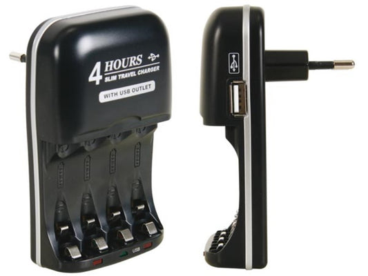 CARREGADOR RÁPIDO PARA BATERIAS NIMH COM SAÍDA USB_0