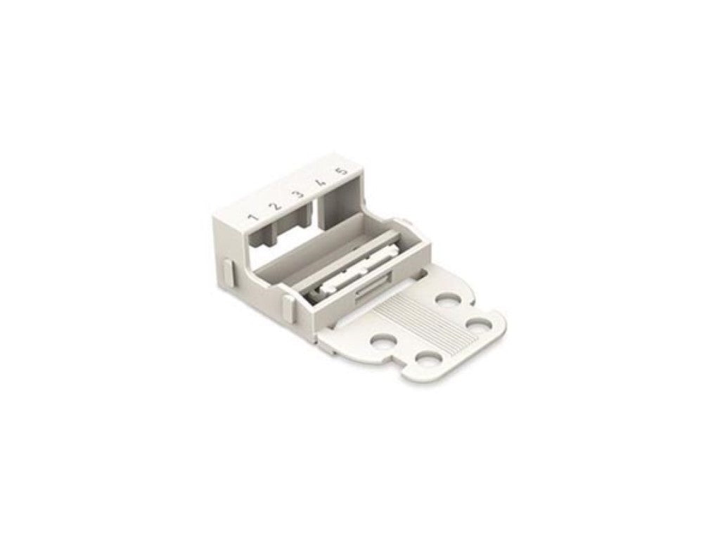 BASE DE MONTAGEM - PARA BLOCOS TERMINAIS DE 5 CONDUTORES - SÉRIE 221 - 4 mm² - MONTAGEM COM PARAFUSO - BRANCO_0