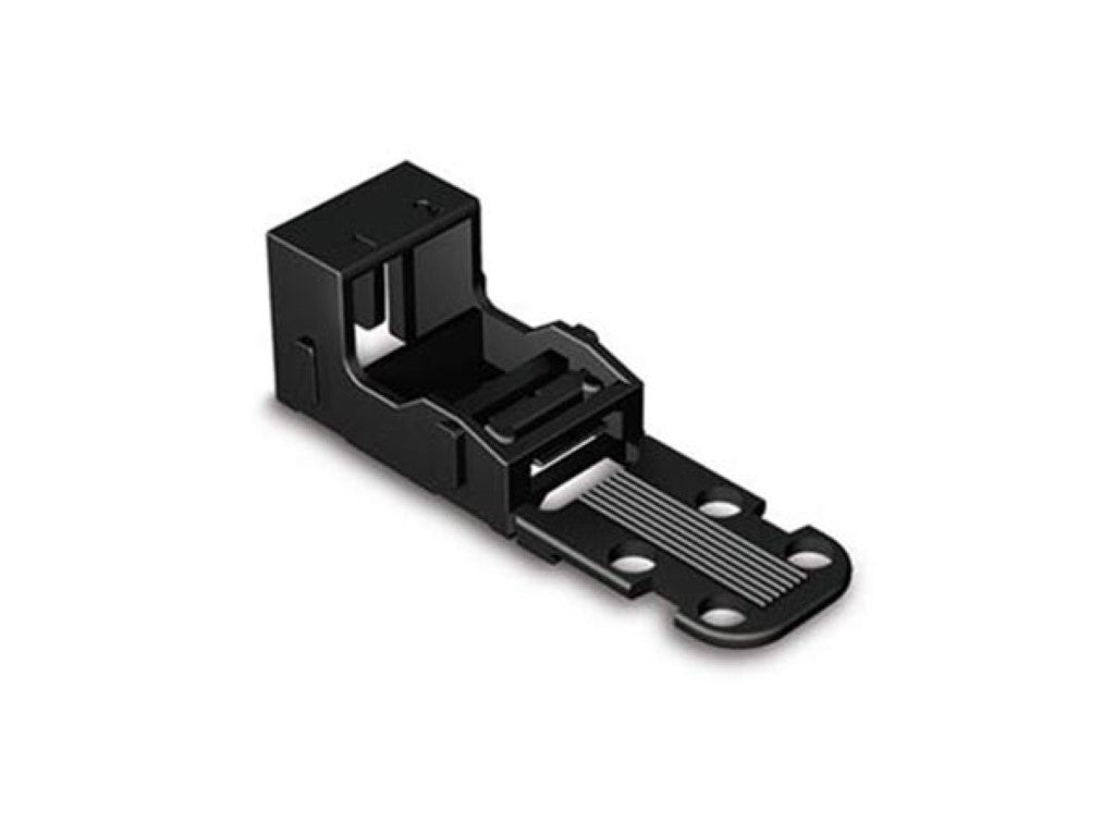 BASE DE MONTAGEM - PARA BLOCOS TERMINAIS DE 2 CONDUTORES - SÉRIE 221 - 4 mm² - COM BASE  DE ENCAIXAR PARA MONTAGEM HORIZONTAL - PRETO_0