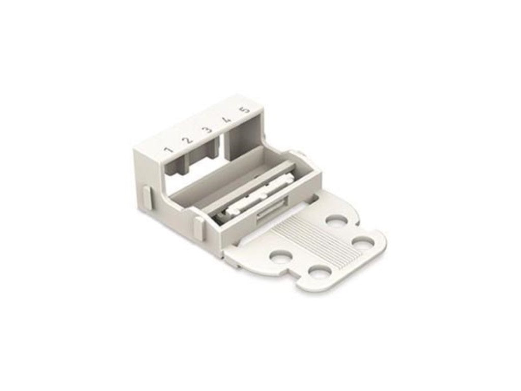 BASE DE MONTAGEM - PARA BLOCOS TERMINAIS DE 5 CONDUTORES - SÉRIE 221 - 4 mm² - COM BASE  DE ENCAIXAR PARA MONTAGEM HORIZONTAL - BRANCO_0