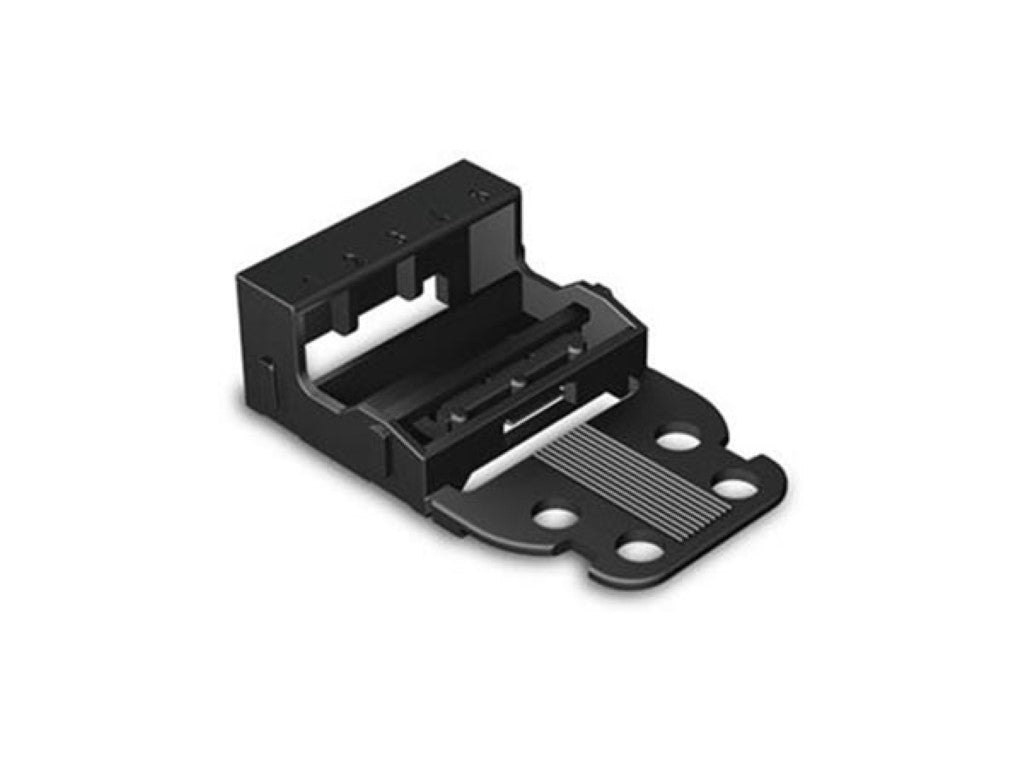 BASE DE MONTAGEM - PARA BLOCOS TERMINAIS DE 5 CONDUTORES - SÉRIE 221 - 4 mm² - COM BASE  DE ENCAIXAR PARA MONTAGEM HORIZONTAL - PRETO_0