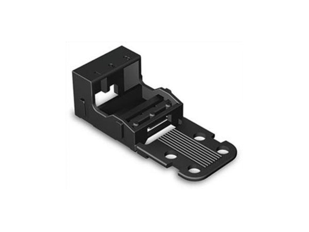 BASE DE MONTAGEM - PARA BLOCOS TERMINAIS DE 3 CONDUTORES - SÉRIE 221 - 4 mm² - COM BASE  DE ENCAIXAR PARA MONTAGEM VERTICAL - PRETO_0