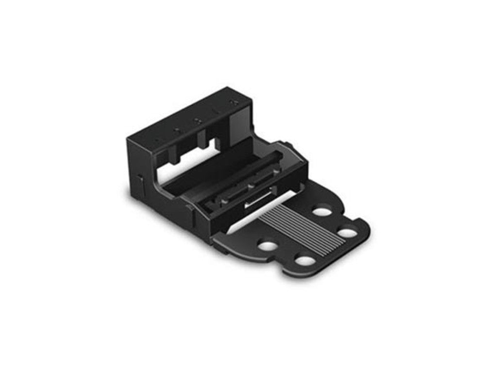 BASE DE MONTAGEM - PARA BLOCOS TERMINAIS DE 5 CONDUTORES - SÉRIE 221 - 4 mm² - COM BASE  DE ENCAIXAR PARA MONTAGEM VERTICAL - PRETO_0